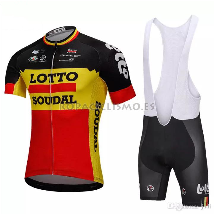 2018 Maillot Lotto Soudal Tirantes Mangas Cortas Negro Y Amarill